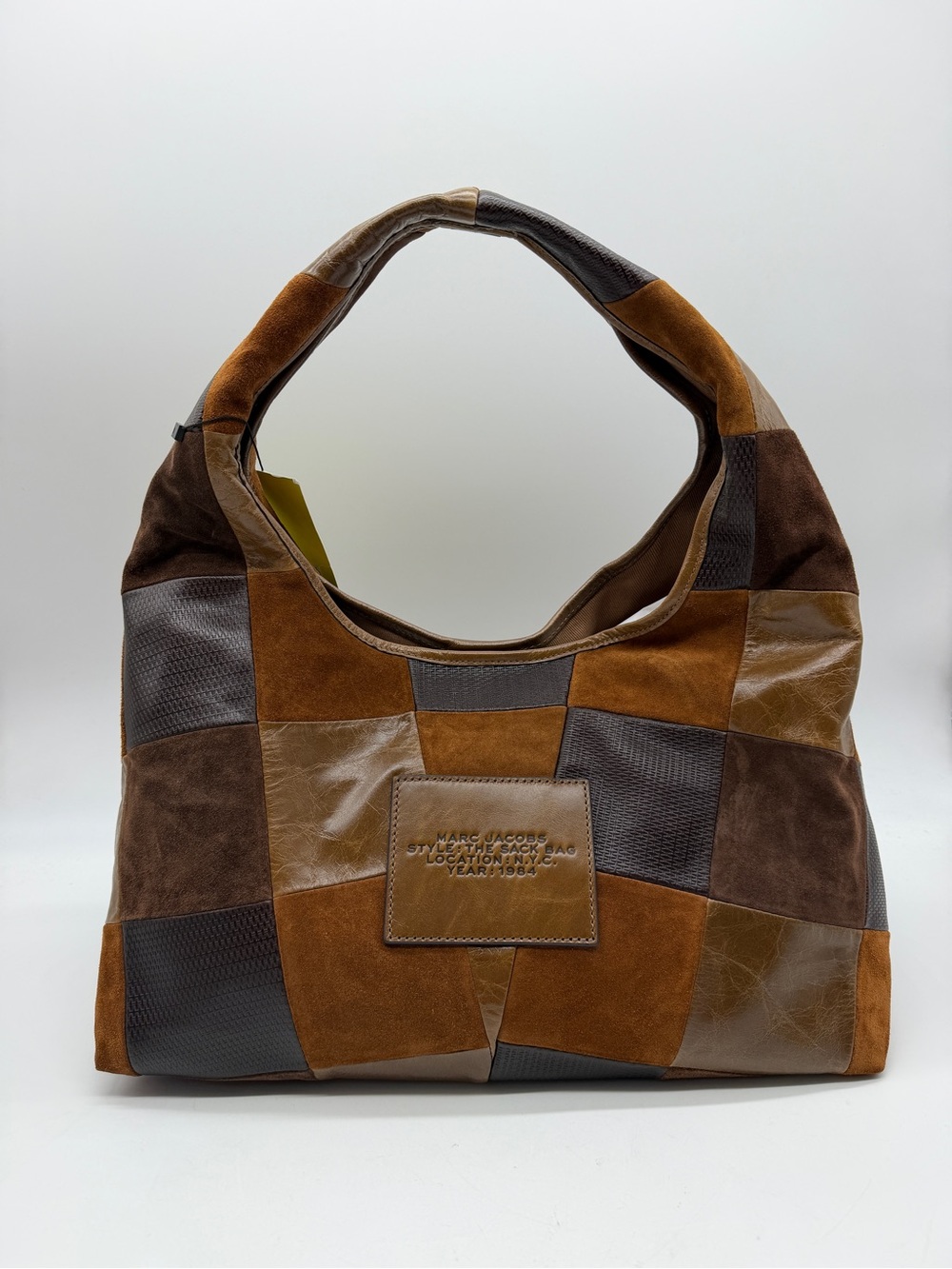 MARC JACOBS The Suede Patchwork Sack large hobo shoulder bag + Dust bag BROWN - Picture 11 of 16